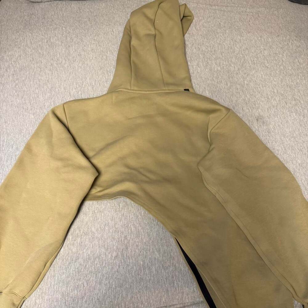Nike Women's Sportswear Cropped Hoodie Khaki FN7123-276 - Picture 2 of 4